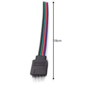 KONEKTOR RGB LED 4 PIN PRZEWODEM 18 cm MĘSKA WTYCZKA