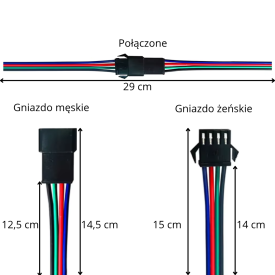 ZŁĄCZKA LED TAŚMA WTYK JST SM 4 Pin z przewodami 14 cm